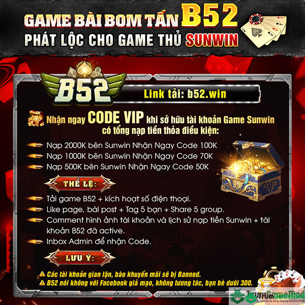 code b52 4 Code B52 - Hướng dẫn newbie cách nhận code B52 miễn phí