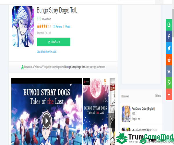 Tải trò chơi Bungo Stray Dogs: Tales of the Lost MOD APK cho điện thoại iOS, Android 