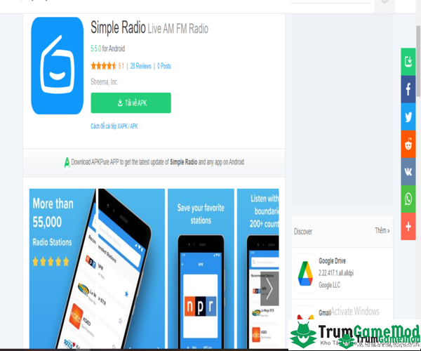 Hướng dẫn tải ứng dụng Simple Radio cho điện thoại chạy hệ điều hành iOS, Android