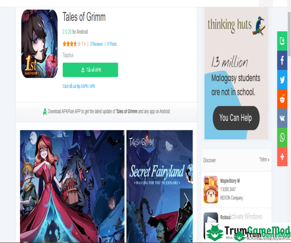 Chi tiết các bước tải game Tales of Grimm cho điện thoại iOS, Android