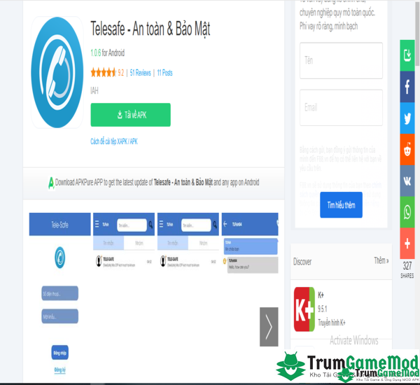 Tải ứng dụng Telesafe Apk cho điện thoại di động chạy hệ điều hành iOS, Android 