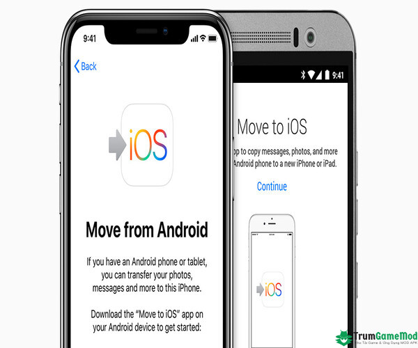 Bạn có thể tải không giới hạn các các file tin nhắn, hình ảnh miễn phí trên Move to iOS