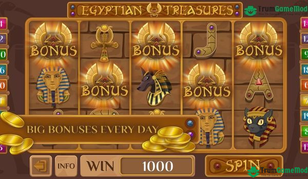 Giao diện của trò chơi quay thưởng được lấy cảm hứng từ Ai Cập cổ đại