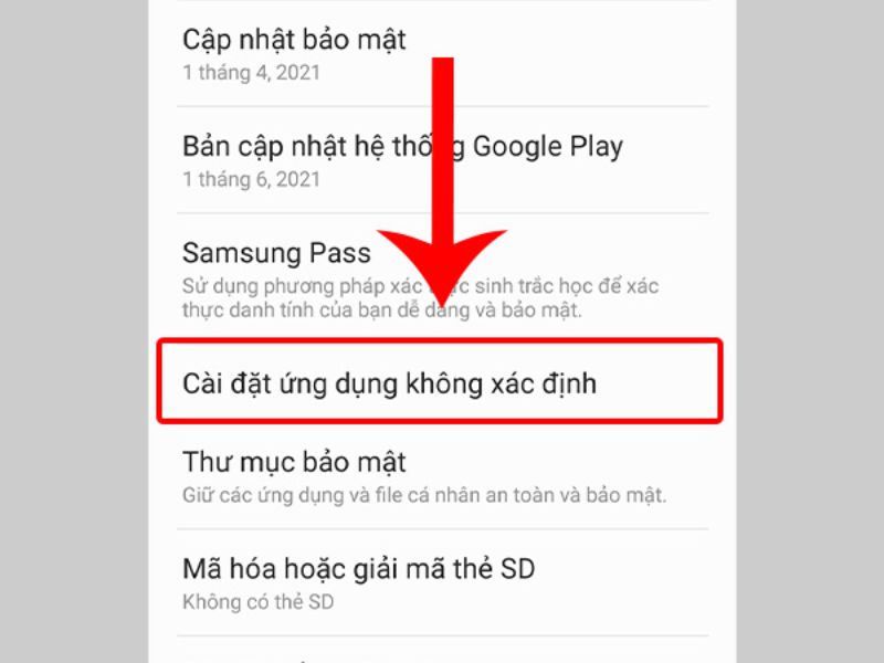Cho phép cài đặt từ nguồn không xác định