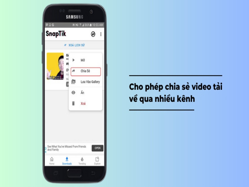 Chia sẻ nhiều video với snaptik