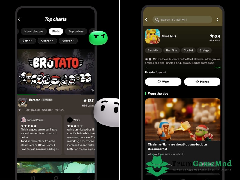 Các tính năng hàng đầu của ứng dụng TapTap APK