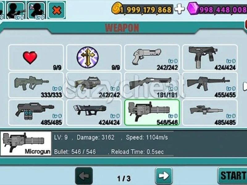 Hệ Thống Vũ Khí Đa Dạng của  game Hack Anger of Stick 5
