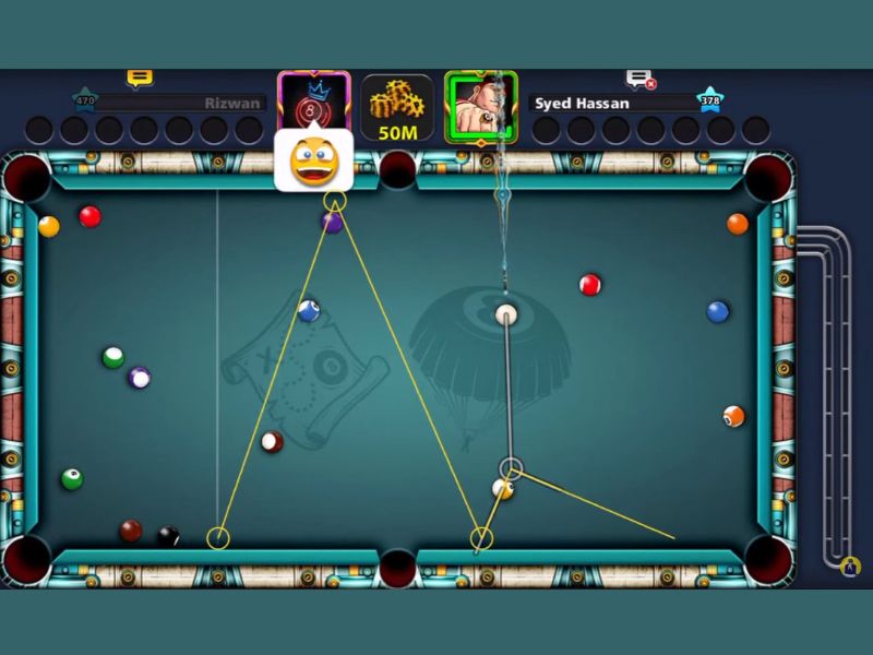 Tính năng đường kẻ dài trong Hack 8 Ball Pool