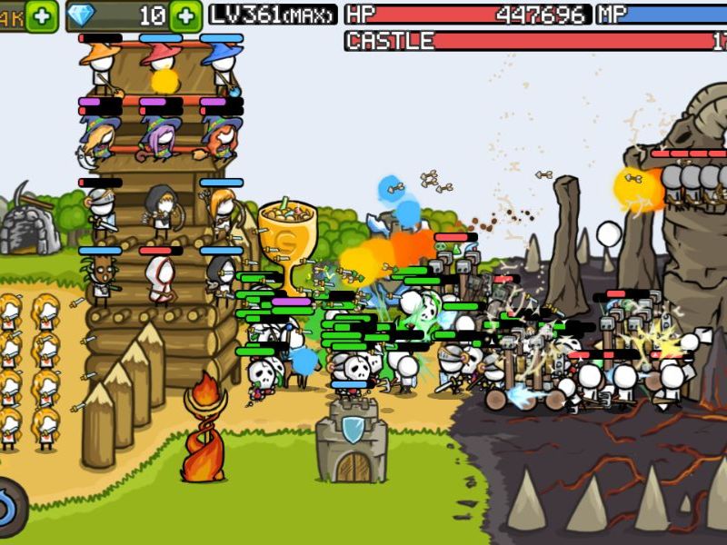 Bảo vệ lâu đài khỏi làn sóng kẻ thù trong Hack Grow Castle