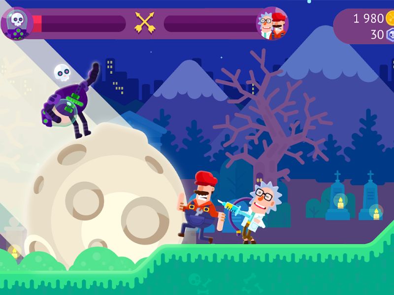 Hack Bowmasters sở hữu hiệu ứng vật lý và chiến đấu hài hước