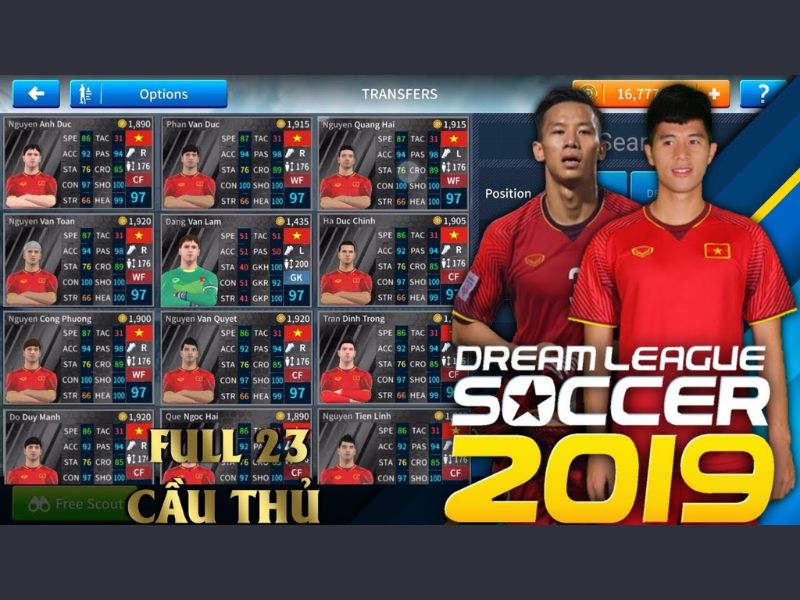 Tính năng Full Cầu Thủ trong Hack Dream League Soccer 2019