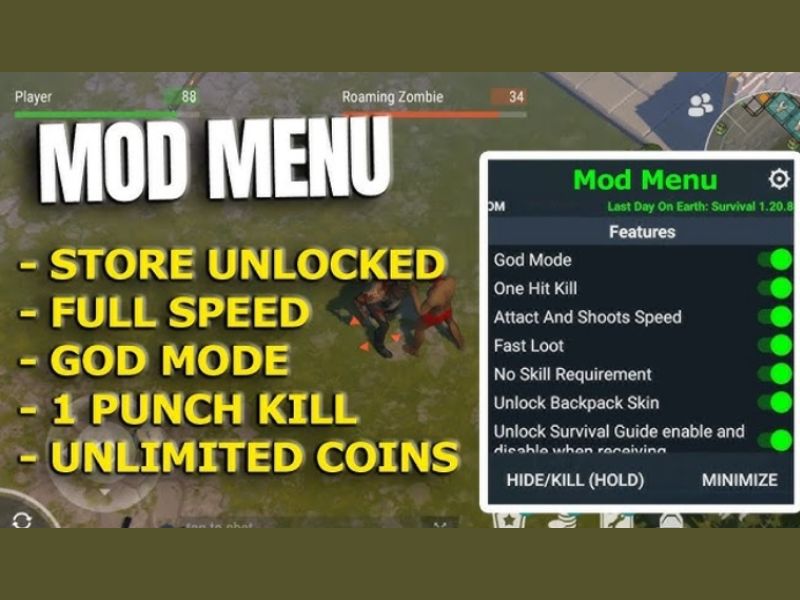 Tính năng MOD Menu trong Last Day On Earth Mod