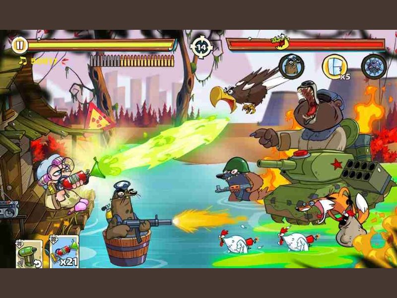 Chiến đấu với boss độc đáo trong Hack Swamp Attack 2