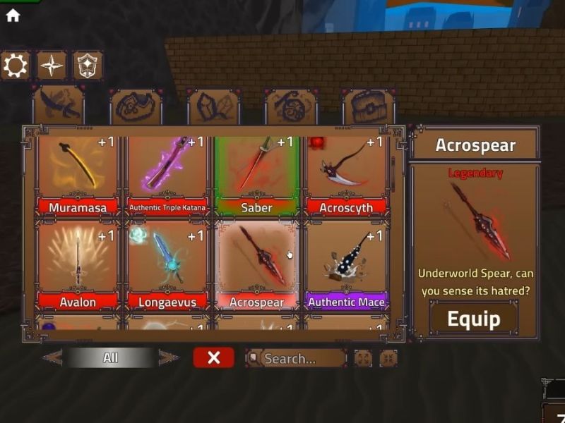 Khám phá các trang bị chiến đấu trong Hack King Legacy