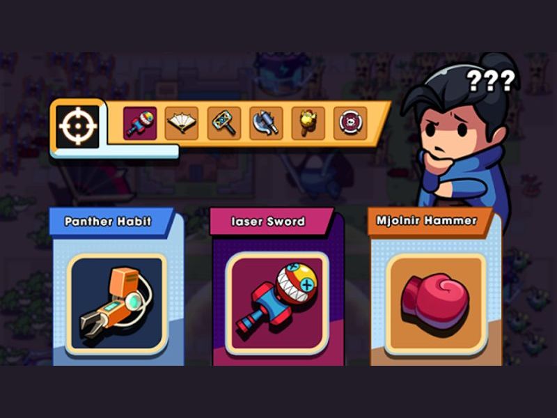 Tăng cấp kỹ năng với trang bị phong phú trong Hack Hero Survival IO