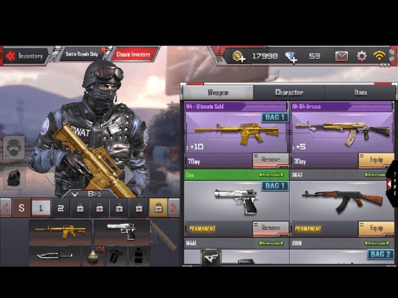 Kho vũ khí đa dạng, phong cách trong Crossfire Legends Mod APK