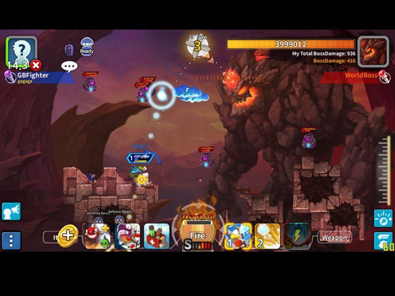 Lối chơi chiến thuật kết hợp kỹ năng với Gunbound Legend Vua Tọa Độ Mod APK