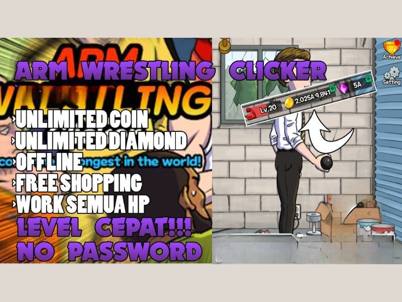 Vô hạn tiền và kim cương trong Hack Arm Wrestling Clicker
