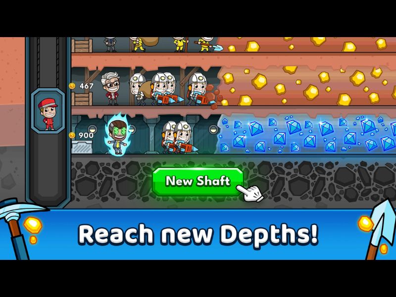 Đồ hoạ mô phỏng hài hước trong Hack Idle Miner Tycoon