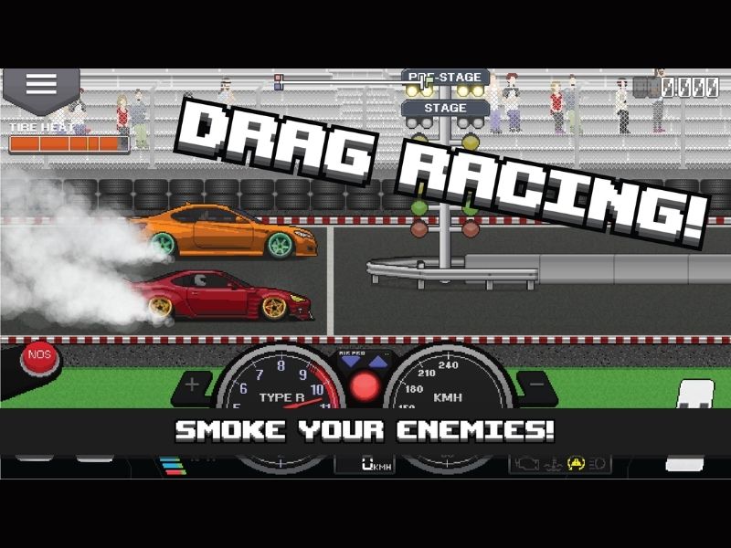Chế độ chơi kéo và đường phố trong Hack Pixel Car Racer