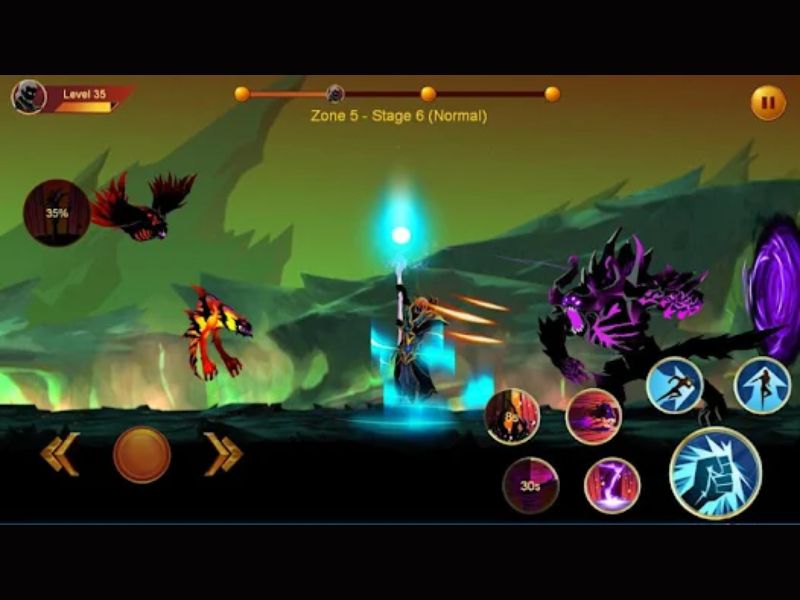 Cơ chế điều khiển đơn giản, mượt mà, dễ chơi trong Hack Shadow Fighter