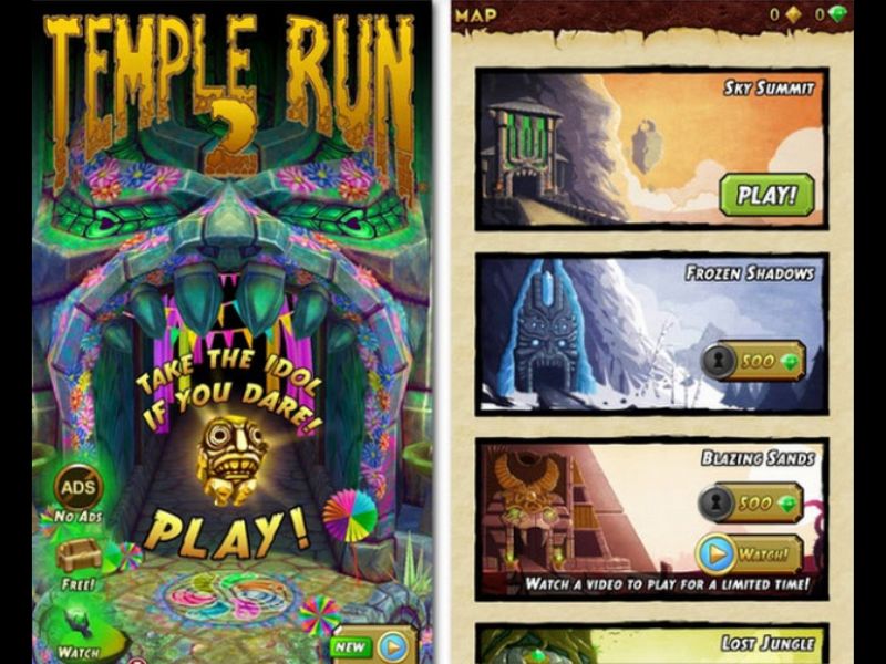 Cạnh tranh với nhiều màn khác nhau trong Hack Temple Run 2