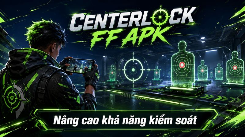 Giao diện CenterLock FF APK trên điện thoại, làm rõ đây là công cụ hỗ trợ tâm ngắm được tìm kiếm cho Free Fire.