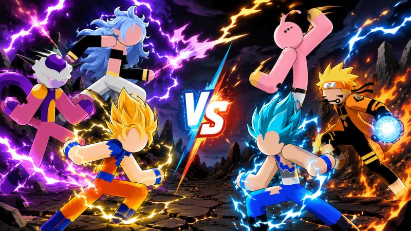 Stickman Dragon Fight MOD APK với chiến binh người que sử dụng kỹ năng năng lượng