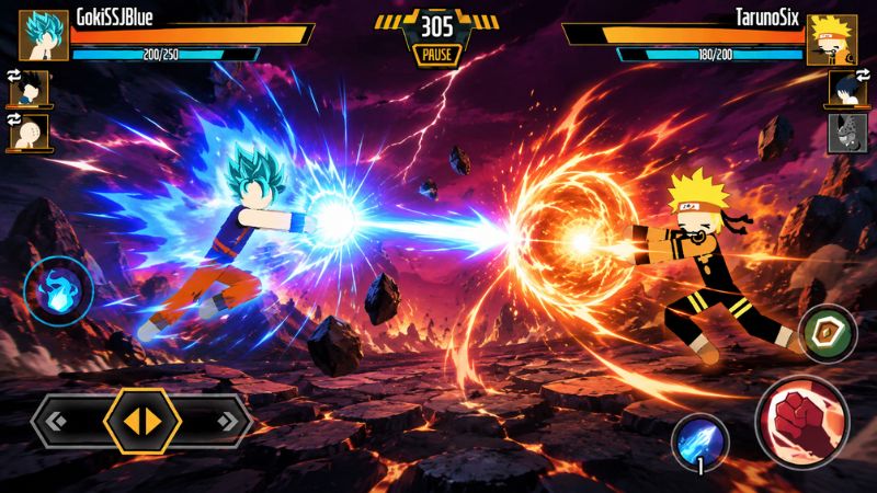 Stickman Dragon Fight MOD APK với hai chiến binh người que đối đầu trong trận chiến