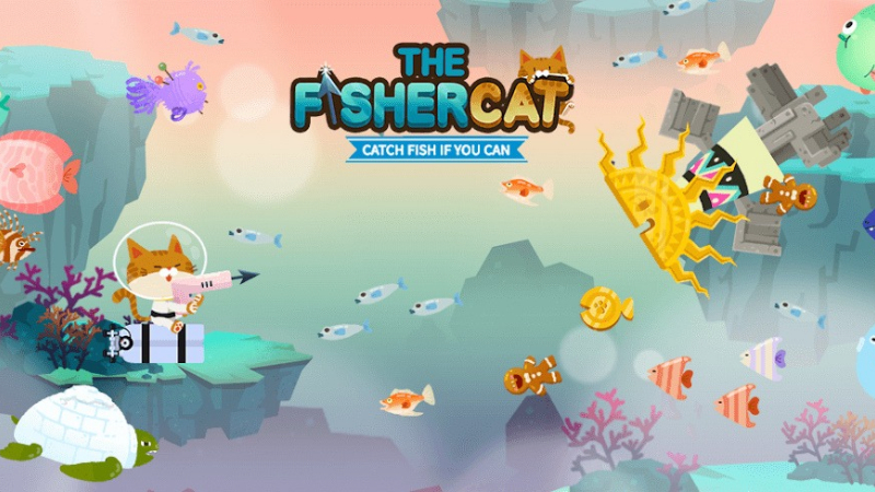 Chú mèo chuẩn bị phóng lao săn cá trong The Fishercat MOD