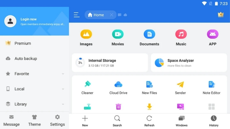 Giao diện quản lý thư mục trong ES File Explorer APK
