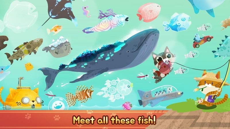 Giao diện tiền và nâng cấp lao trong The Fishercat MOD APK