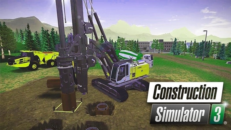 Máy xúc đào đất và vận chuyển vật liệu trong Construction Simulator 3