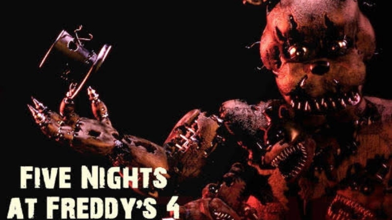 Phòng ngủ tối trong Five Nights at Freddy's 4 APK với những hành lang nguy hiểm.