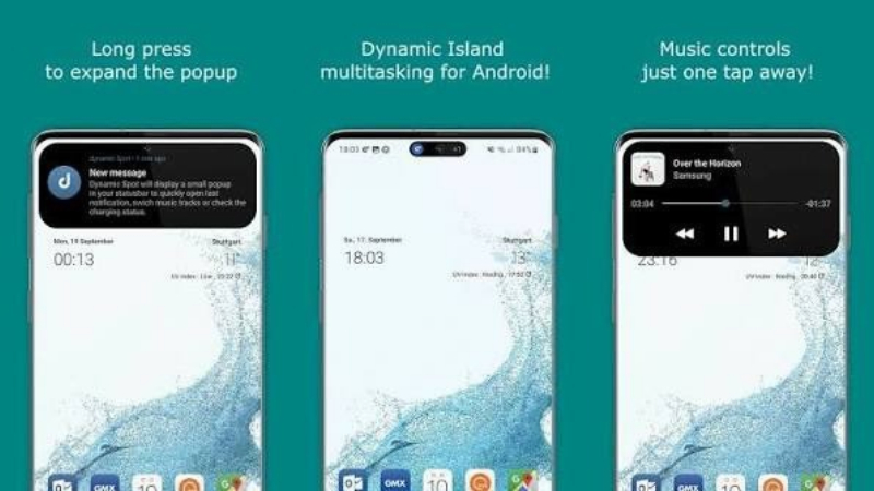 Popup thông báo và trạng thái pin trong DynamicSpot