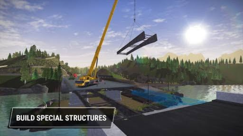 Xe lu và máy trải nhựa thi công đường trong Construction Simulator 3